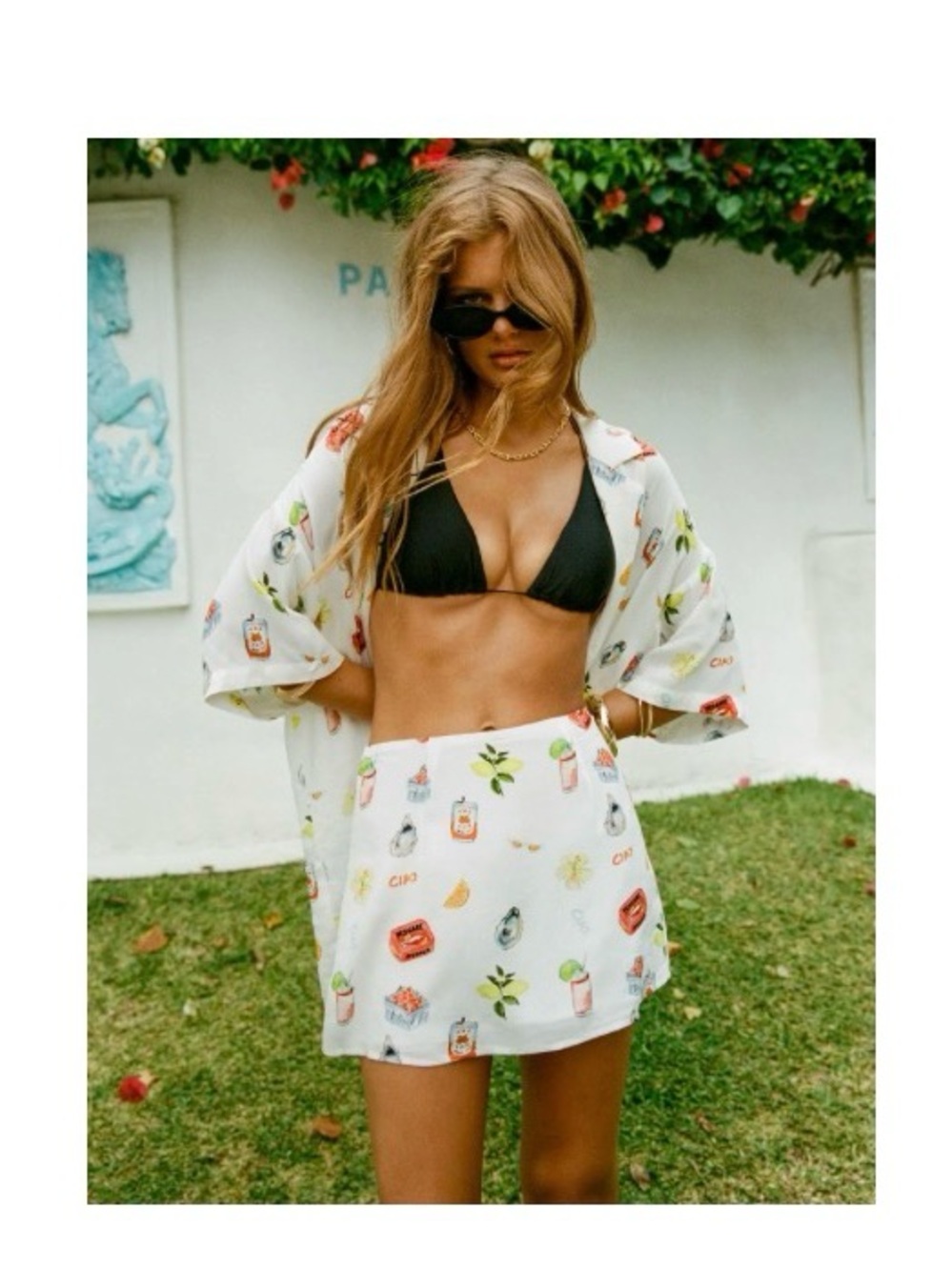 Women’s White Printed Mini Skirt - Brand Unspecified